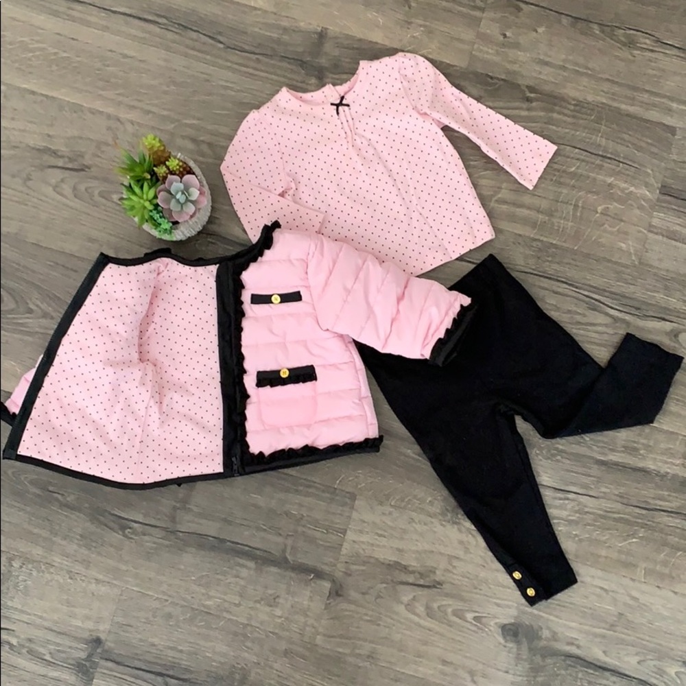 🖤NWOT Pink & Black Set - Coat, Top & Leggings